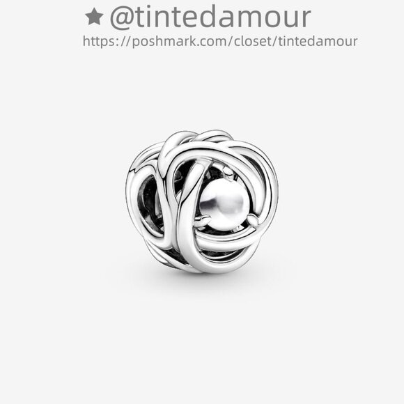 Pandora June White Mother of Pearl Eternity Circle Charm|Pendant - Picture 1 of 2